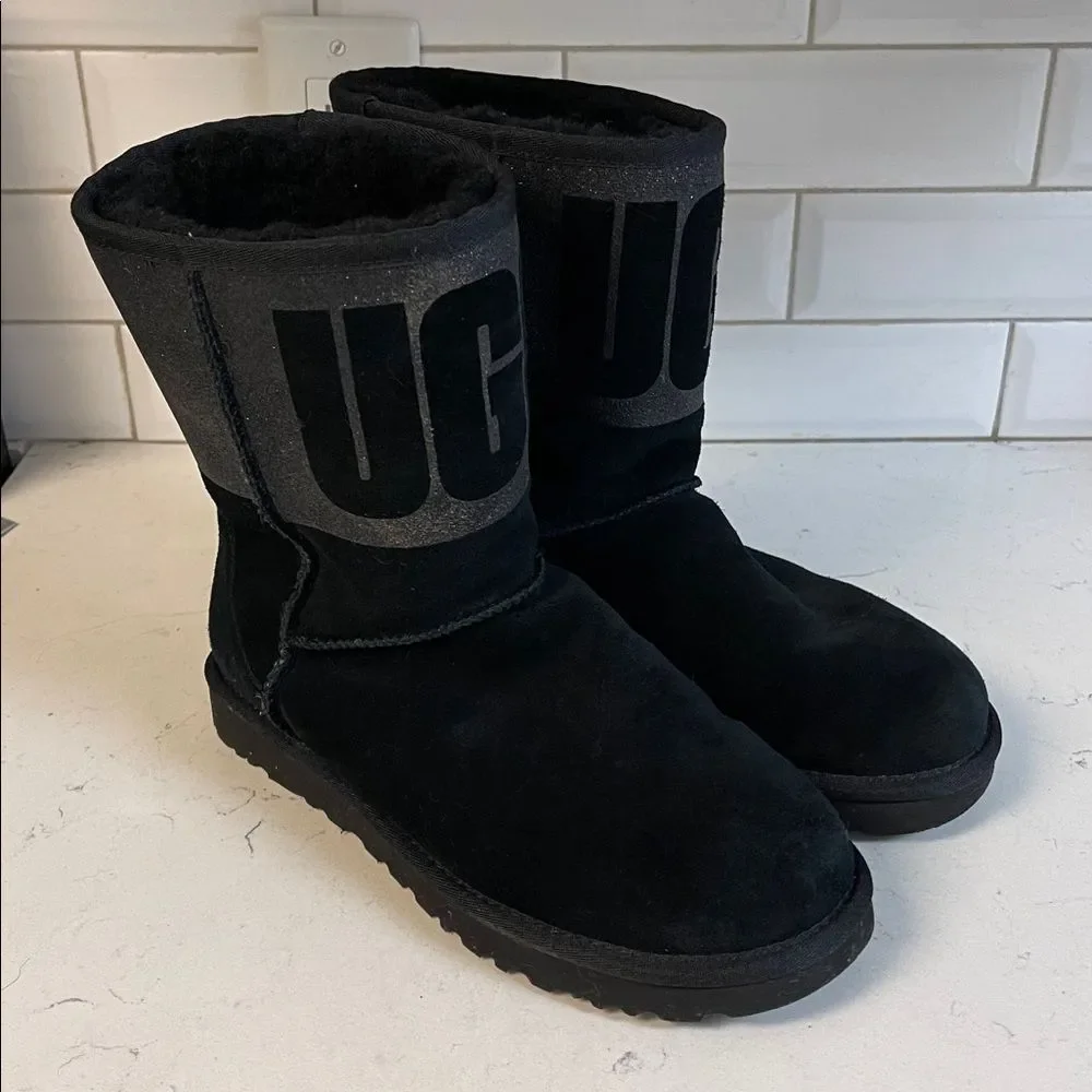 UGG Women's Classic Short Boot - Sparkles Size 9 - Black